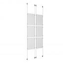 (6) 11'' Width x 17'' Height Clear Acrylic Frame & (4) Aluminum Clear Anodized Adjustable Angle Signature Cable Systems with (24) Single-Sided Panel Grippers