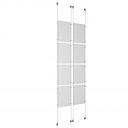 (8) 11'' Width x 17'' Height Clear Acrylic Frame & (4) Aluminum Clear Anodized Adjustable Angle Signature Cable Systems with (32) Single-Sided Panel Grippers