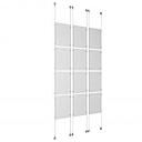 (12) 11'' Width x 17'' Height Clear Acrylic Frame & (6) Aluminum Clear Anodized Adjustable Angle Signature Cable Systems with (48) Single-Sided Panel Grippers