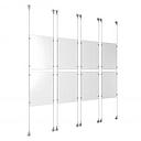 (8) 11'' Width x 17'' Height Clear Acrylic Frame & (8) Aluminum Clear Anodized Adjustable Angle Signature Cable Systems with (32) Single-Sided Panel Grippers