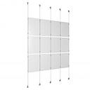 (12) 11'' Width x 17'' Height Clear Acrylic Frame & (5) Aluminum Clear Anodized Adjustable Angle Signature Cable Systems with (12) Single-Sided Panel Grippers (18) Double-Sided Panel Grippers