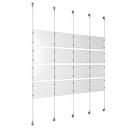 (16) 11'' Width x 8-1/2'' Height Clear Acrylic Frame & (5) Aluminum Clear Anodized Adjustable Angle Signature Cable Systems with (16) Single-Sided Panel Grippers (24) Double-Sided Panel Grippers