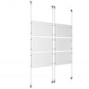 (6) 17'' Width x 11'' Height Clear Acrylic Frame & (4) Aluminum Clear Anodized Adjustable Angle Signature Cable Systems with (24) Single-Sided Panel Grippers