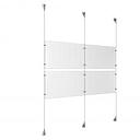 (4) 17'' Width x 11'' Height Clear Acrylic Frame & (3) Aluminum Clear Anodized Adjustable Angle Signature Cable Systems with (8) Single-Sided Panel Grippers (4) Double-Sided Panel Grippers