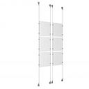 (6) 8-1/2'' Width x 11'' Height Clear Acrylic Frame & (4) Aluminum Clear Anodized Adjustable Angle Signature Cable Systems with (24) Single-Sided Panel Grippers