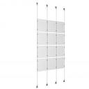 (12) 8-1/2'' Width x 11'' Height Clear Acrylic Frame & (4) Aluminum Clear Anodized Adjustable Angle Signature Cable Systems with (16) Single-Sided Panel Grippers (16) Double-Sided Panel Grippers