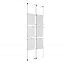 (6) 11'' Width x 17'' Height Clear Acrylic Frame & (4) Aluminum Chrome Polished Adjustable Angle Signature Cable Systems with (24) Single-Sided Panel Grippers