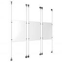 (3) 11'' Width x 17'' Height Clear Acrylic Frame & (6) Aluminum Chrome Polished Adjustable Angle Signature Cable Systems with (12) Single-Sided Panel Grippers