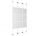 (9) 11'' Width x 17'' Height Clear Acrylic Frame & (6) Aluminum Chrome Polished Adjustable Angle Signature Cable Systems with (36) Single-Sided Panel Grippers