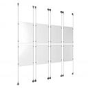 (8) 11'' Width x 17'' Height Clear Acrylic Frame & (8) Aluminum Chrome Polished Adjustable Angle Signature Cable Systems with (32) Single-Sided Panel Grippers