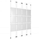 (12) 11'' Width x 17'' Height Clear Acrylic Frame & (8) Aluminum Chrome Polished Adjustable Angle Signature Cable Systems with (48) Single-Sided Panel Grippers