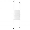 (2) 11'' Width x 8-1/2'' Height Clear Acrylic Frame & (2) Aluminum Chrome Polished Adjustable Angle Signature Cable Systems with (8) Single-Sided Panel Grippers