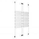 (6) 11'' Width x 8-1/2'' Height Clear Acrylic Frame & (4) Aluminum Chrome Polished Adjustable Angle Signature Cable Systems with (24) Single-Sided Panel Grippers