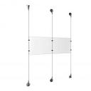 (2) 11'' Width x 8-1/2'' Height Clear Acrylic Frame & (3) Aluminum Chrome Polished Adjustable Angle Signature Cable Systems with (4) Single-Sided Panel Grippers (2) Double-Sided Panel Grippers