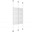 (8) 11'' Width x 8-1/2'' Height Clear Acrylic Frame & (3) Aluminum Chrome Polished Adjustable Angle Signature Cable Systems with (16) Single-Sided Panel Grippers (8) Double-Sided Panel Grippers