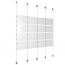 (16) 11'' Width x 8-1/2'' Height Clear Acrylic Frame & (5) Aluminum Chrome Polished Adjustable Angle Signature Cable Systems with (16) Single-Sided Panel Grippers (24) Double-Sided Panel Grippers