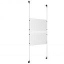 (2) 17'' Width x 11'' Height Clear Acrylic Frame & (2) Aluminum Chrome Polished Adjustable Angle Signature Cable Systems with (8) Single-Sided Panel Grippers