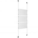 (3) 17'' Width x 11'' Height Clear Acrylic Frame & (2) Aluminum Chrome Polished Adjustable Angle Signature Cable Systems with (12) Single-Sided Panel Grippers