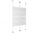 (8) 17'' Width x 11'' Height Clear Acrylic Frame & (4) Aluminum Chrome Polished Adjustable Angle Signature Cable Systems with (32) Single-Sided Panel Grippers