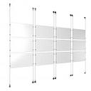 (12) 17'' Width x 11'' Height Clear Acrylic Frame & (8) Aluminum Chrome Polished Adjustable Angle Signature Cable Systems with (48) Single-Sided Panel Grippers