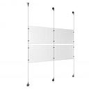 (4) 17'' Width x 11'' Height Clear Acrylic Frame & (3) Aluminum Chrome Polished Adjustable Angle Signature Cable Systems with (8) Single-Sided Panel Grippers (4) Double-Sided Panel Grippers