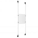 (1) 8-1/2'' Width x 11'' Height Clear Acrylic Frame & (2) Aluminum Chrome Polished Adjustable Angle Signature Cable Systems with (4) Single-Sided Panel Grippers