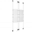 (4) 8-1/2'' Width x 11'' Height Clear Acrylic Frame & (4) Aluminum Chrome Polished Adjustable Angle Signature Cable Systems with (16) Single-Sided Panel Grippers