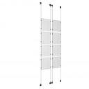 (8) 8-1/2'' Width x 11'' Height Clear Acrylic Frame & (4) Aluminum Chrome Polished Adjustable Angle Signature Cable Systems with (32) Single-Sided Panel Grippers