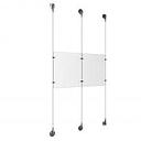 (2) 8-1/2'' Width x 11'' Height Clear Acrylic Frame & (3) Aluminum Chrome Polished Adjustable Angle Signature Cable Systems with (4) Single-Sided Panel Grippers (2) Double-Sided Panel Grippers