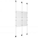 (4) 8-1/2'' Width x 11'' Height Clear Acrylic Frame & (3) Aluminum Chrome Polished Adjustable Angle Signature Cable Systems with (8) Single-Sided Panel Grippers (4) Double-Sided Panel Grippers