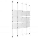 (12) 8-1/2'' Width x 11'' Height Clear Acrylic Frame & (5) Aluminum Chrome Polished Adjustable Angle Signature Cable Systems with (12) Single-Sided Panel Grippers (18) Double-Sided Panel Grippers