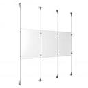 (3) 11'' Width x 17'' Height Clear Acrylic Frame & (4) Stainless Steel Satin Brushed Adjustable Angle Signature Cable Systems with (4) Single-Sided Panel Grippers (4) Double-Sided Panel Grippers