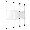 (3) 11'' Width x 17'' Height Clear Acrylic Frame & (4) Aluminum Matte Black Adjustable Angle Signature Cable Systems with (4) Single-Sided Panel Grippers (4) Double-Sided Panel Grippers