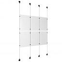 (6) 11'' Width x 17'' Height Clear Acrylic Frame & (4) Aluminum Matte Black Adjustable Angle Signature Cable Systems with (8) Single-Sided Panel Grippers (8) Double-Sided Panel Grippers