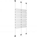 (8) 11'' Width x 8-1/2'' Height Clear Acrylic Frame & (3) Aluminum Matte Black Adjustable Angle Signature Cable Systems with (16) Single-Sided Panel Grippers (8) Double-Sided Panel Grippers