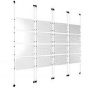 (16) 17'' Width x 11'' Height Clear Acrylic Frame & (8) Aluminum Matte Black Adjustable Angle Signature Cable Systems with (64) Single-Sided Panel Grippers