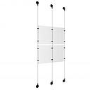 (4) 8-1/2'' Width x 11'' Height Clear Acrylic Frame & (3) Aluminum Matte Black Adjustable Angle Signature Cable Systems with (8) Single-Sided Panel Grippers (4) Double-Sided Panel Grippers