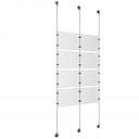 (8) 11'' Width x 8-1/2'' Height Clear Acrylic Frame & (3) Aluminum Clear Anodized Adjustable Angle Signature 1/8'' Diameter Cable Systems with (16) Single-Sided Panel Grippers (8) Double-Sided Panel Grippers