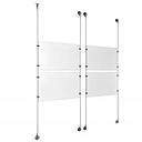 (4) 17'' Width x 11'' Height Clear Acrylic Frame & (4) Aluminum Clear Anodized Adjustable Angle Signature 1/8'' Diameter Cable Systems with (16) Single-Sided Panel Grippers