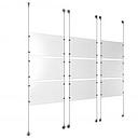 (9) 17'' Width x 11'' Height Clear Acrylic Frame & (6) Aluminum Clear Anodized Adjustable Angle Signature 1/8'' Diameter Cable Systems with (36) Single-Sided Panel Grippers