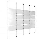 (16) 17'' Width x 11'' Height Clear Acrylic Frame & (5) Aluminum Clear Anodized Adjustable Angle Signature 1/8'' Diameter Cable Systems with (16) Single-Sided Panel Grippers (24) Double-Sided Panel Grippers