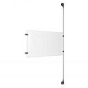 (1) 17'' Width x 11'' Height Clear Acrylic Frame & (1) Aluminum Clear Anodized Adjustable Angle Signature 1/8'' Diameter Cable Systems with (2) Single-Sided Panel Grippers (2) Double-Sided Panel Grippers