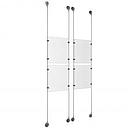 (4) 8-1/2'' Width x 11'' Height Clear Acrylic Frame & (4) Aluminum Clear Anodized Adjustable Angle Signature 1/8'' Diameter Cable Systems with (16) Single-Sided Panel Grippers