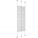 (8) 11'' Width x 17'' Height Clear Acrylic Frame & (3) Stainless Steel Satin Brushed Adjustable Angle Signature 1/8'' Cable Systems with (16) Single-Sided Panel Grippers (8) Double-Sided Panel Grippers