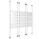 (9) 11'' Width x 8-1/2'' Height Clear Acrylic Frame & (6) Stainless Steel Satin Brushed Adjustable Angle Signature 1/8'' Cable Systems with (36) Single-Sided Panel Grippers