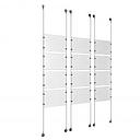 (12) 11'' Width x 8-1/2'' Height Clear Acrylic Frame & (6) Stainless Steel Satin Brushed Adjustable Angle Signature 1/8'' Cable Systems with (48) Single-Sided Panel Grippers