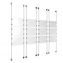 (12) 11'' Width x 8-1/2'' Height Clear Acrylic Frame & (8) Stainless Steel Satin Brushed Adjustable Angle Signature 1/8'' Cable Systems with (48) Single-Sided Panel Grippers