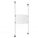 (1) 17'' Width x 11'' Height Clear Acrylic Frame & (2) Stainless Steel Satin Brushed Adjustable Angle Signature 1/8'' Cable Systems with (4) Single-Sided Panel Grippers