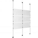 (6) 17'' Width x 11'' Height Clear Acrylic Frame & (3) Stainless Steel Satin Brushed Adjustable Angle Signature 1/8'' Cable Systems with (12) Single-Sided Panel Grippers (6) Double-Sided Panel Grippers