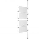 (4) 17'' Width x 11'' Height Clear Acrylic Frame & (1) Stainless Steel Satin Brushed Adjustable Angle Signature 1/8'' Cable Systems with (8) Single-Sided Panel Grippers (8) Double-Sided Panel Grippers